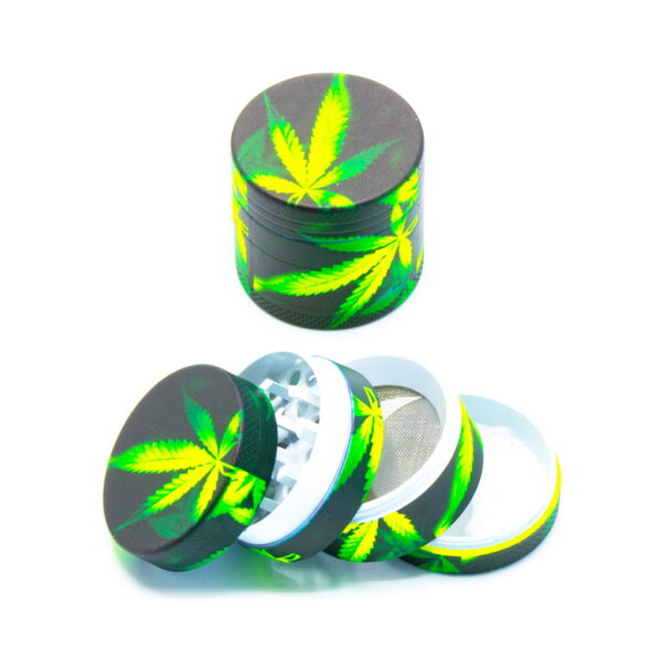 Glow in the Dark Metal Grinder - Green Leaf 2 - Design C