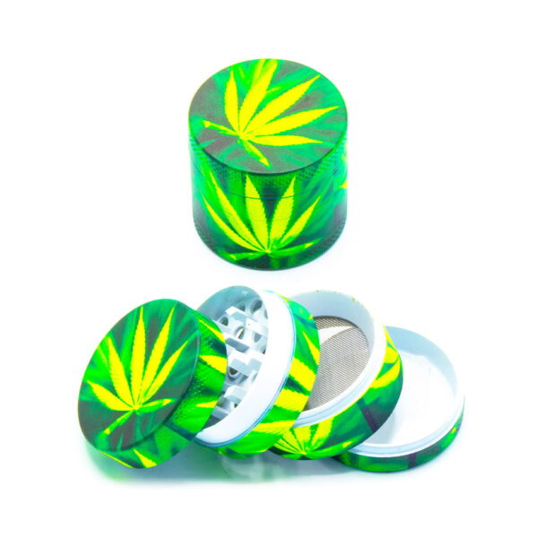 Glow in the Dark Metal Grinder - Green Leaf 2 - Design D
