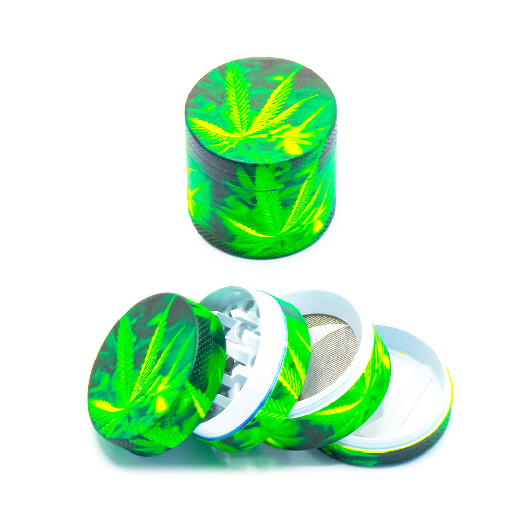 Glow in the Dark Metal Grinder - Green Leaf 2 - Design E