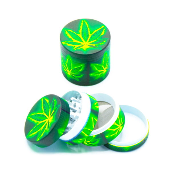 Glow in the Dark Metal Grinder - Green Leaf 2 - Design F