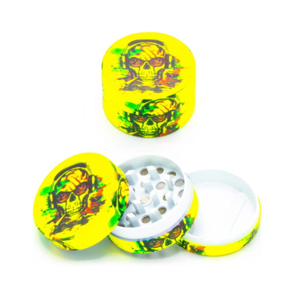 Glow in the Dark Metal Grinder - Rasta Skull 1 - Design A