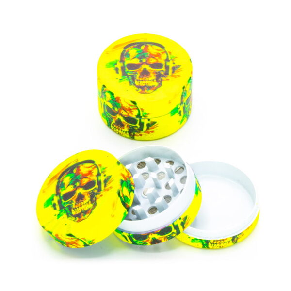 Glow in the Dark Metal Grinder - Rasta Skull 1 - Design C