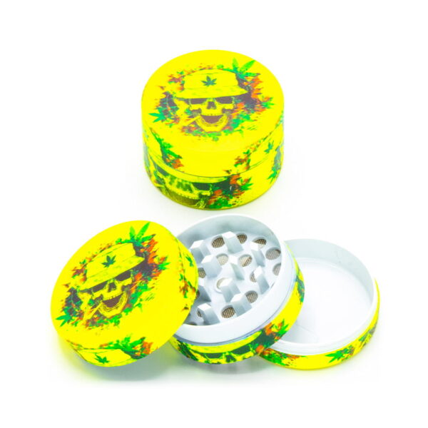 Glow in the Dark Metal Grinder - Rasta Skull 1 - Design F