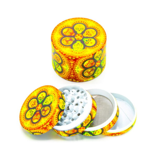 Glow in the Dark Metal Grinder - Rasta Skull 2 - Design A