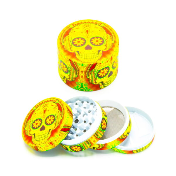 Glow in the Dark Metal Grinder - Rasta Skull 2 - Design B
