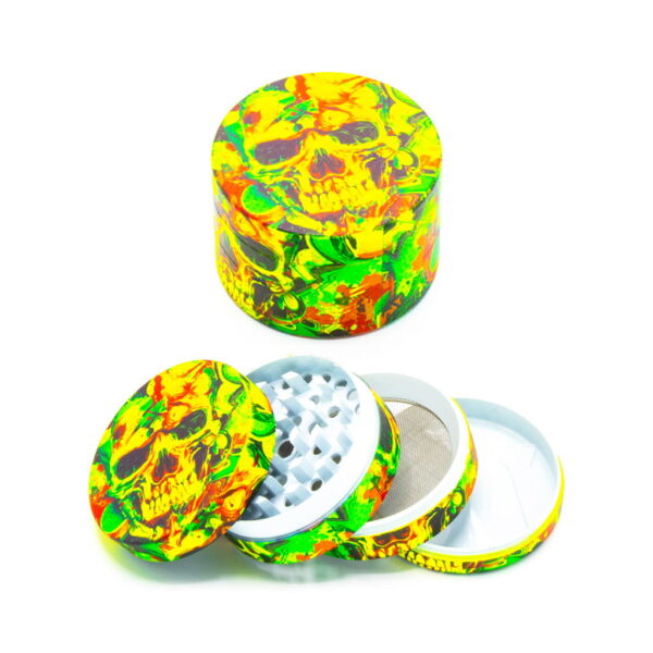 Glow in the Dark Metal Grinder - Rasta Skull 2 - Design C