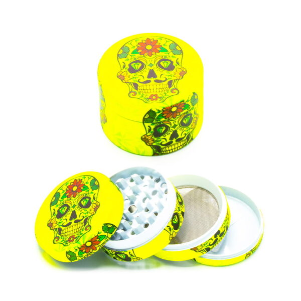Glow in the Dark Metal Grinder - Rasta Skull 2 - Design D
