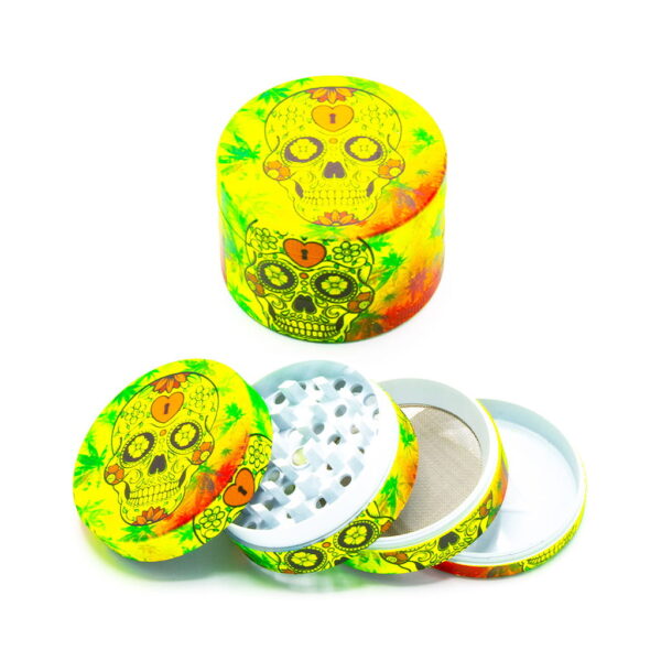 Glow in the Dark Metal Grinder - Rasta Skull 2 - Design E