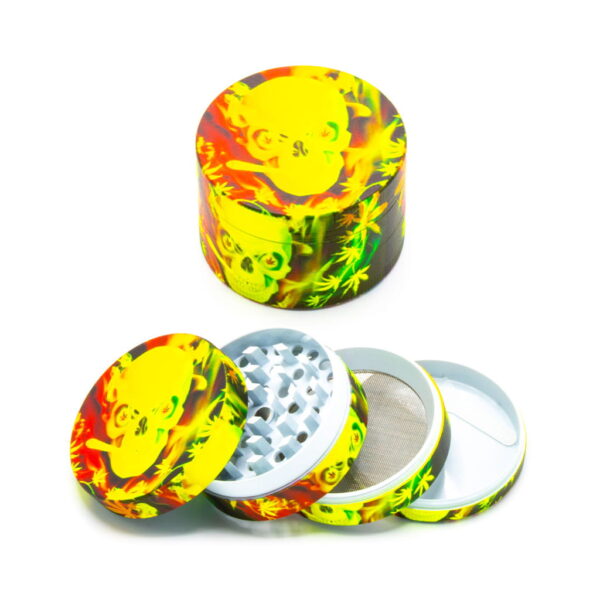 Glow in the Dark Metal Grinder - Rasta Skull 2 - Design F