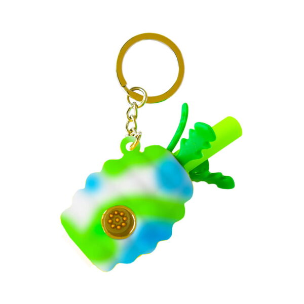 Keychain Silicone Pipe - Pineapple - White/ Blue / Green