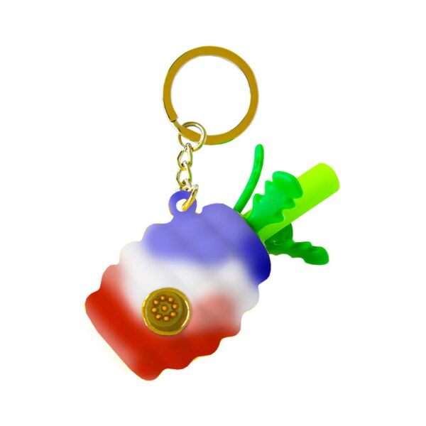 Keychain Silicone Pipe - Pineapple - White / Blue / Red