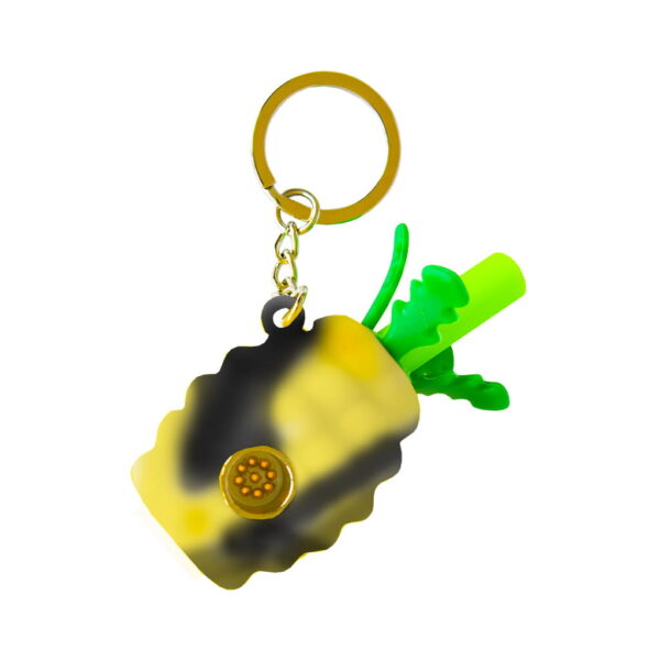 Keychain Silicone Pipe - Pineapple - Yellow / Black