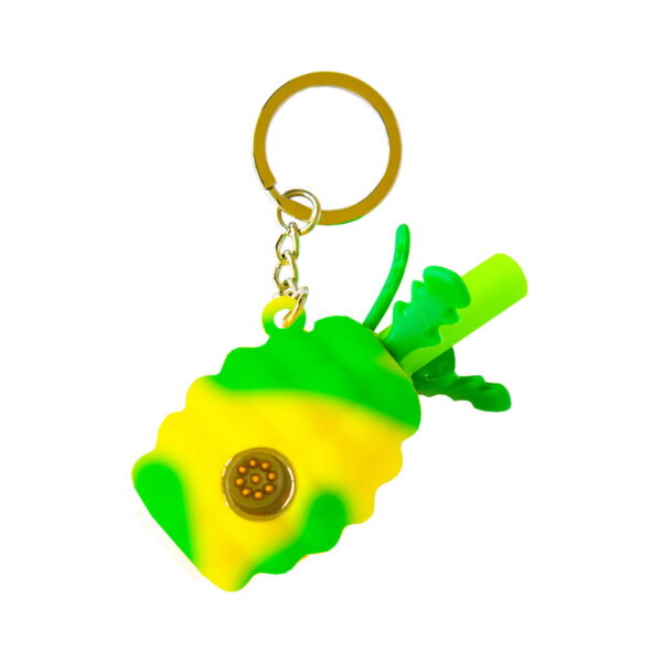 Keychain Silicone Pipe - Pineapple - Yellow / Green