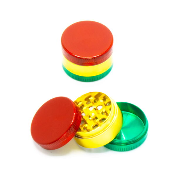 Metal 3 Part Grinder - 30mm - Rasta Black Bronze - Design B