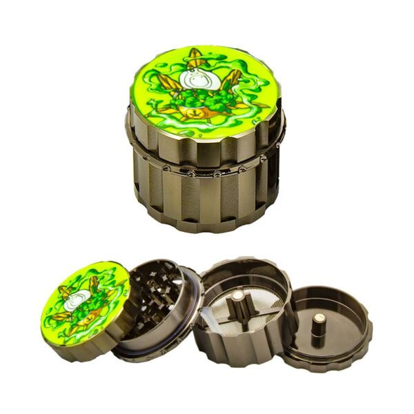 Metal Grinder - 4 Parts - Glow in the Dark Cannabis - Design E
