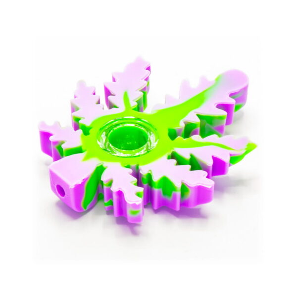 Silicone Pipe - Canadian Leaf - Purple/Green