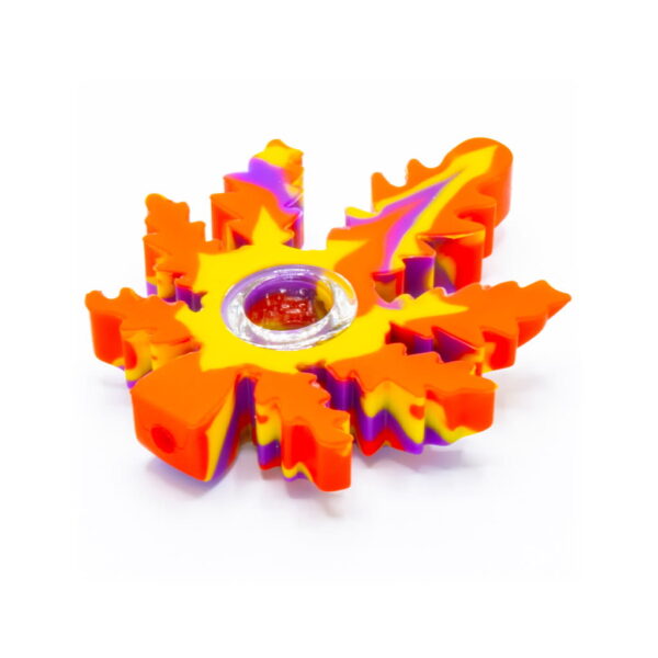Silicone Pipe - Canadian Leaf - Red/Yellow/Purple