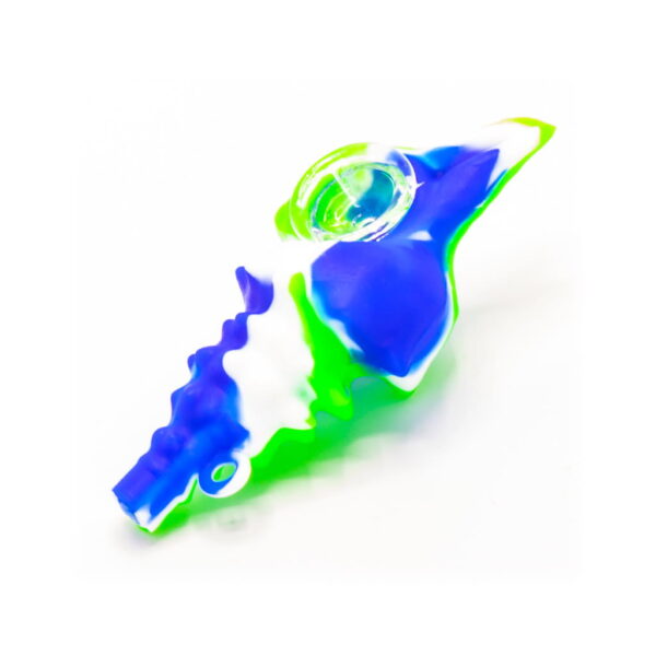 Silicone Pipe - Sea Shell - Blue/White/Green