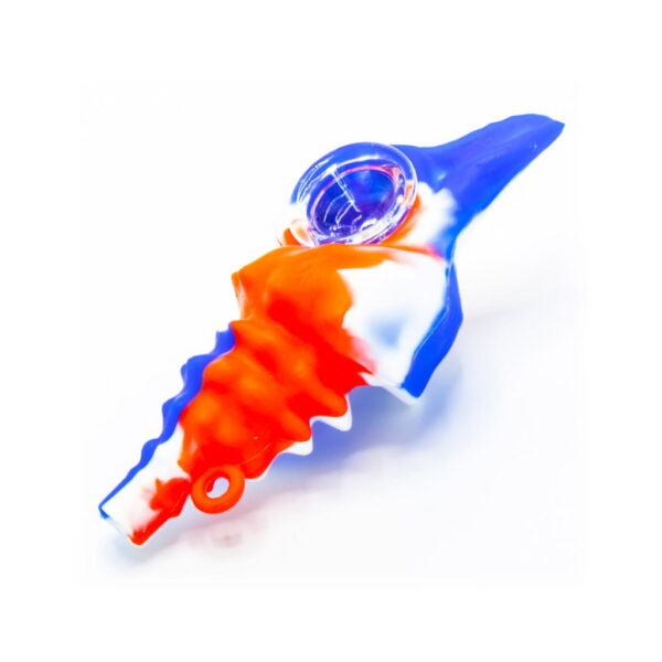 Silicone Pipe - Sea Shell - Red/White/Blue