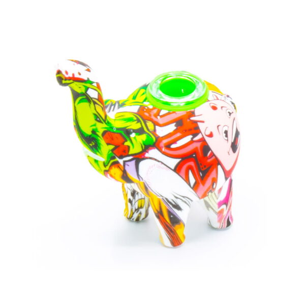 Silicone Pipe with Glass Burner - Elephant - 90's Cartoons