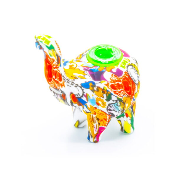 Silicone Pipe with Glass Burner - Elephant - Cartoons 2