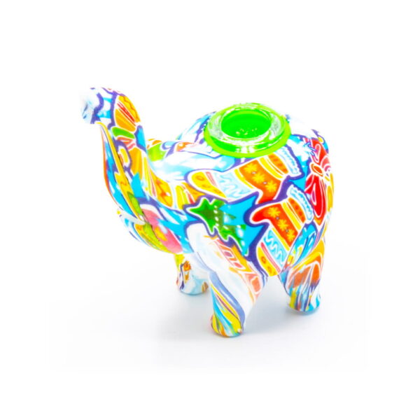 Silicone Pipe with Glass Burner - Elephant - Christmas 1