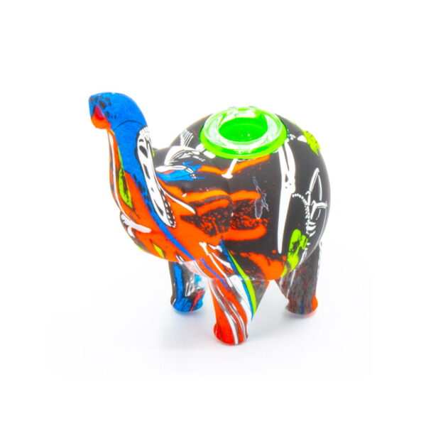 Silicone Pipe with Glass Burner - Elephant - Dino