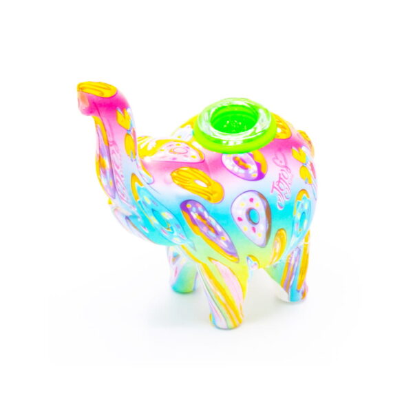 Silicone Pipe with Glass Burner - Elephant - Donuts