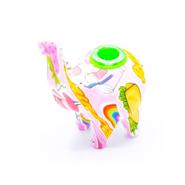 Silicone Pipe with Glass Burner - Elephant - Flamingo
