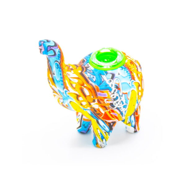 Silicone Pipe with Glass Burner - Elephant - Mandala