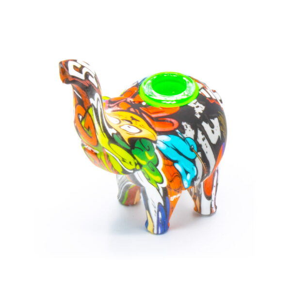 Silicone Pipe with Glass Burner - Elephant - Monkey