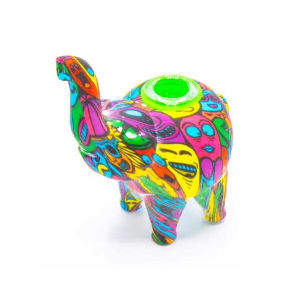 Silicone Pipe with Glass Burner - Elephant - Smiley