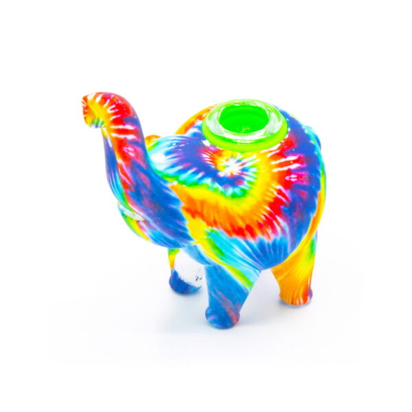 Silicone Pipe with Glass Burner - Elephant - Tie Dye