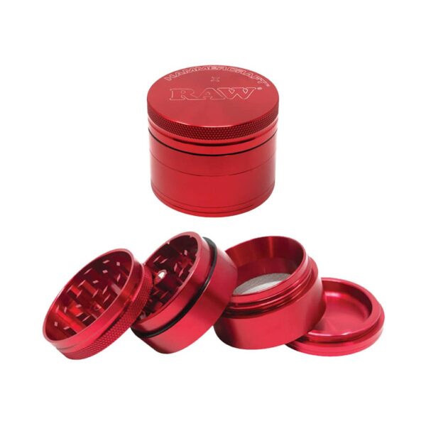 Hammercraft X Raw Aluminium Grinder - Medium (Red)