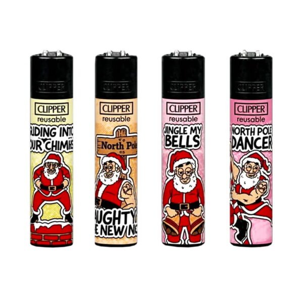 Clipper Premium Smoking Lighters - Naughty Santa 2 - Set of 4