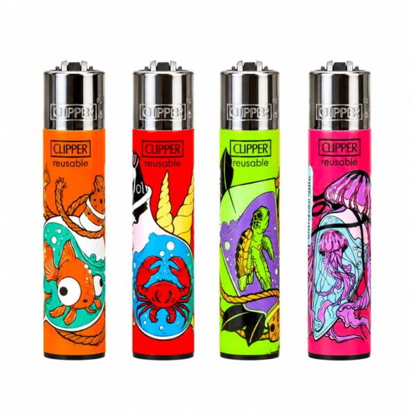 Clipper Premium Smoking Lighters - Sea Bottles - Set of 4