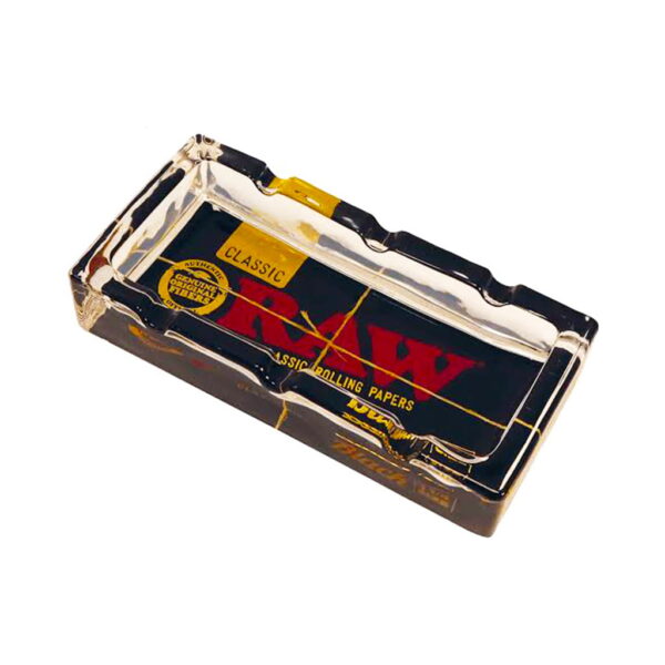 Raw Glass Rectangular Ashtray - Black