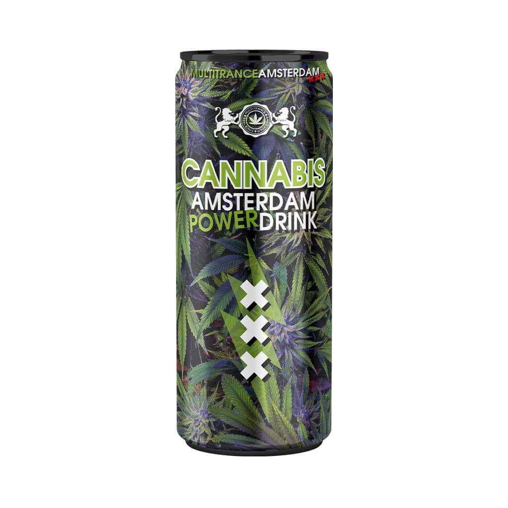 a 250ml can of Multitrance cannabis flavoured power drink