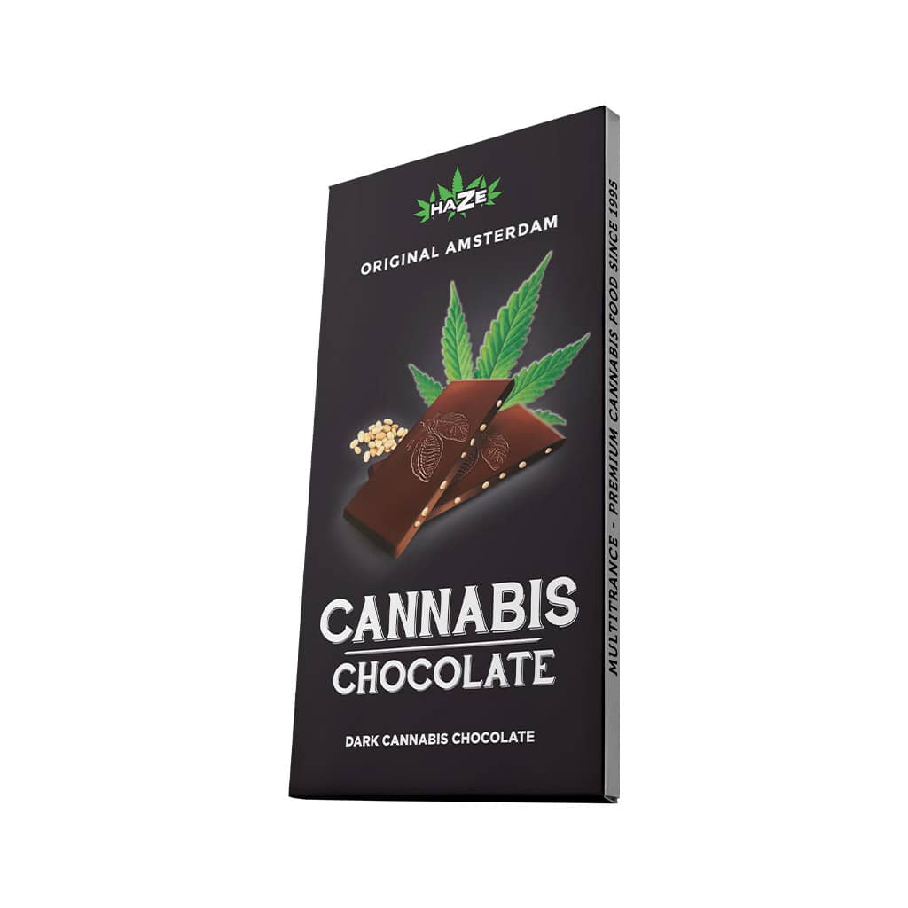 a delicious slab of Multitrance cannabis flavoured dark chocolate