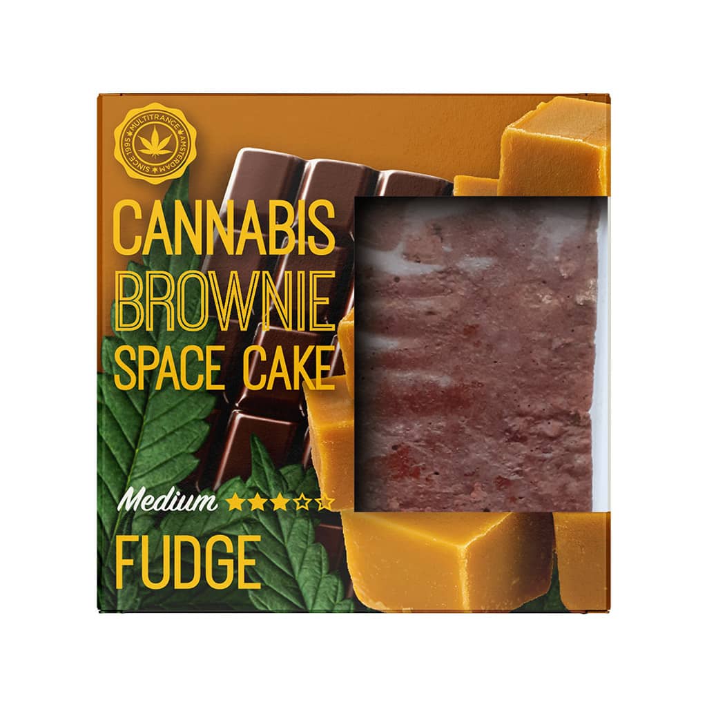 a delicious Multitrance cannabis fudge brownie infused with medium sativa flavour