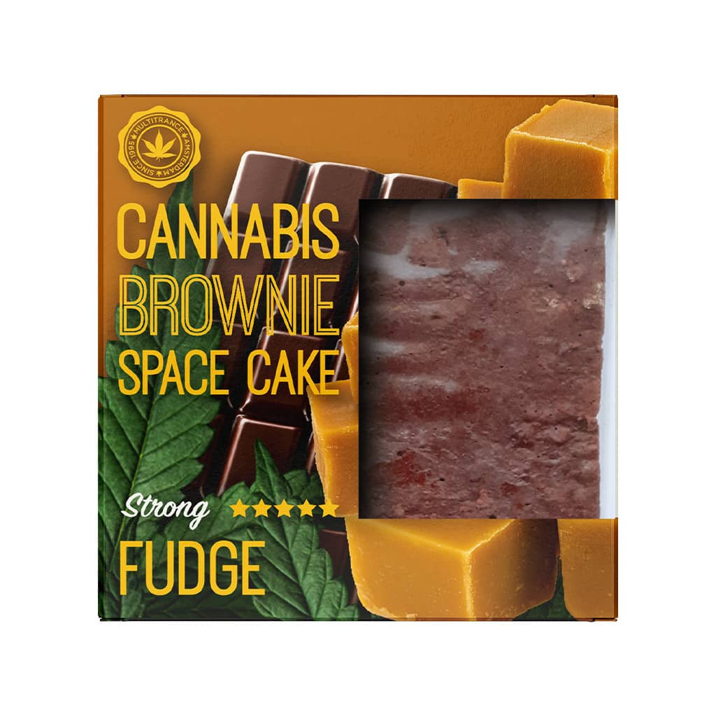 a delicious Multitrance cannabis fudge brownie infused with strong sativa flavour