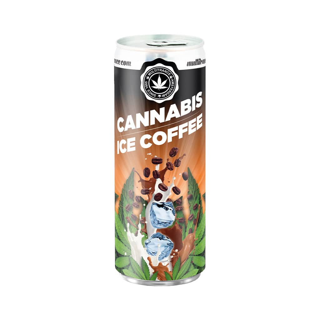 a 250ml can of Multitrance cannabis flavoured ice coffee