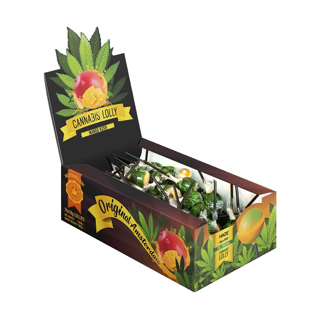 Cannabis Mango Kush Lollies – Display Carton (70 Lollies)