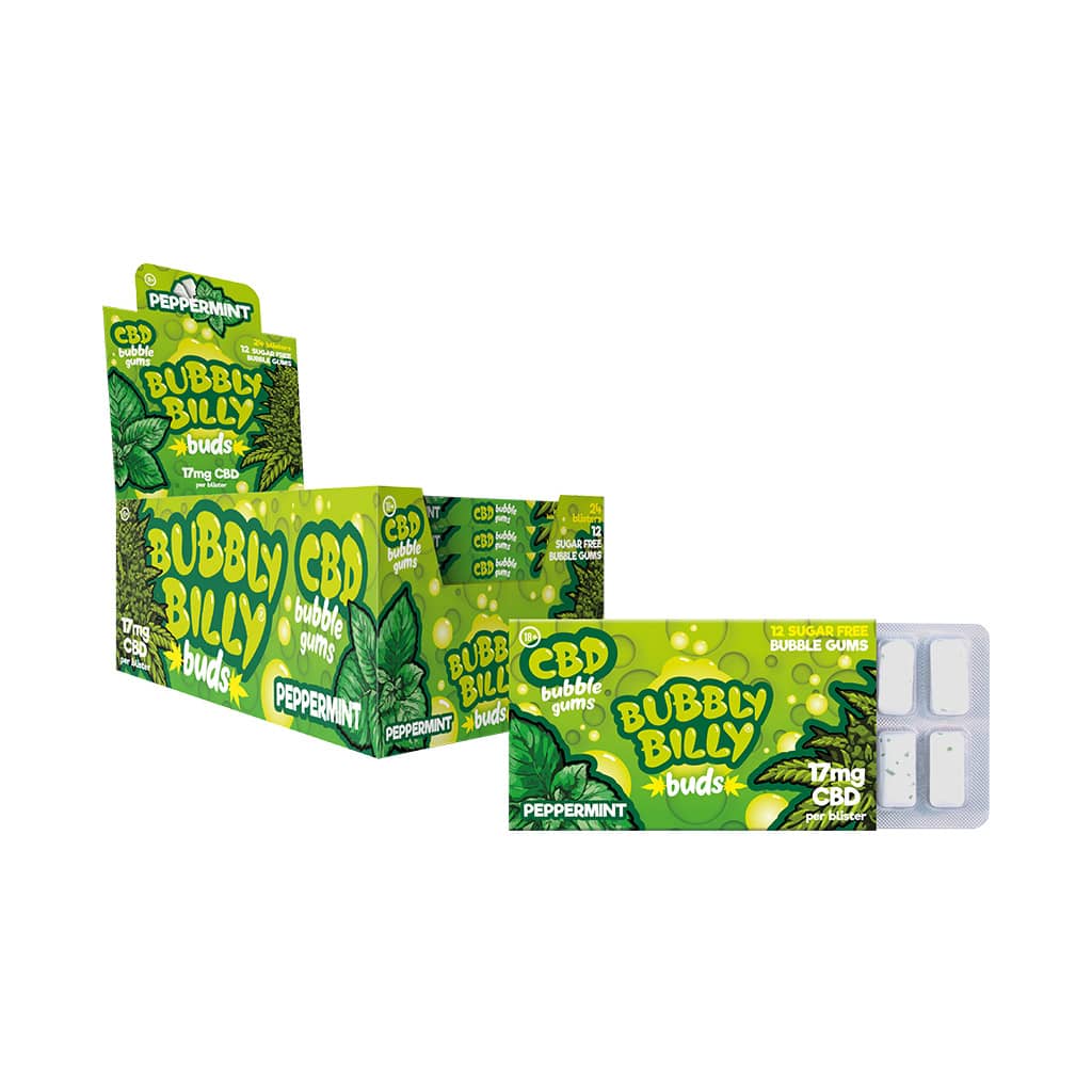 Bubbly Billy Buds refreshing pepermint flavoured CBD chewing gum
