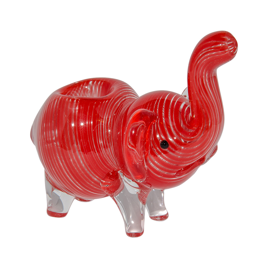 Multitrance red inside out double glass elephant pipe