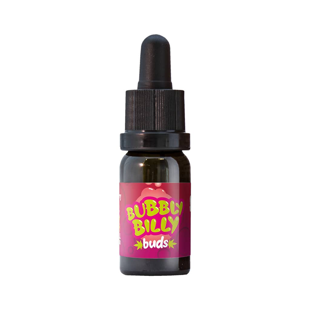 a single 10ml bottle of Bubbly Billy Buds full spectrum 15% Strawberry Flavoured CBD oil