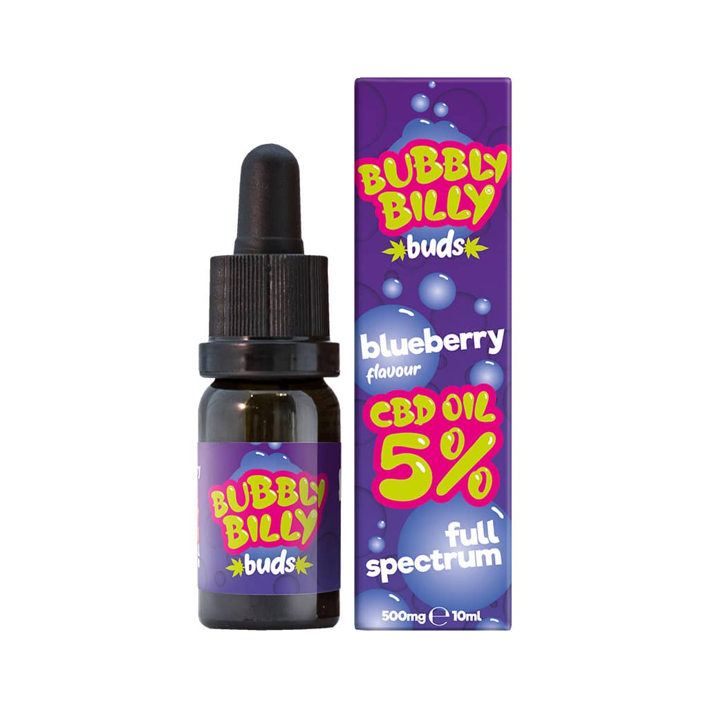 a 10ml bottle of Bubbly Billy Buds full spectrum 5% Blueberry Flavoured CBD oil