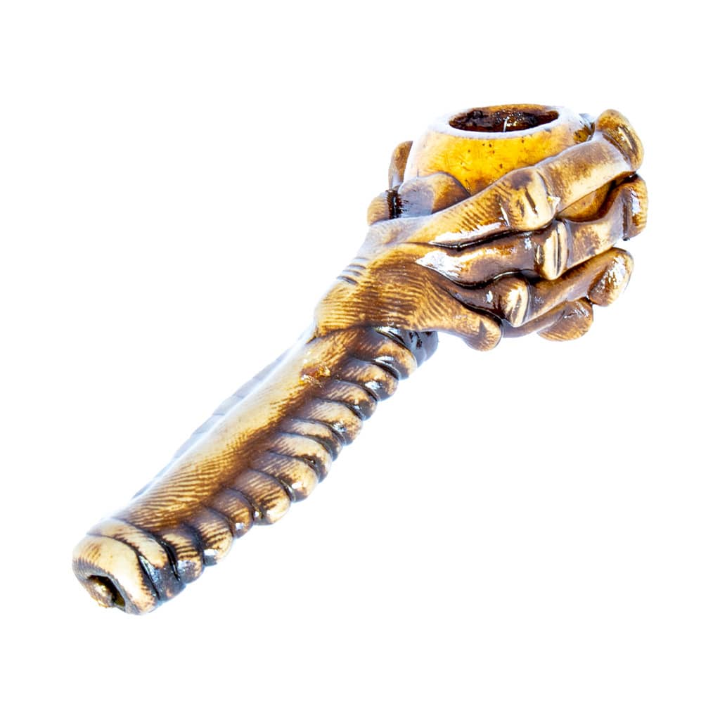 side view of Multitrance handmade wooden smoking pipe style bones