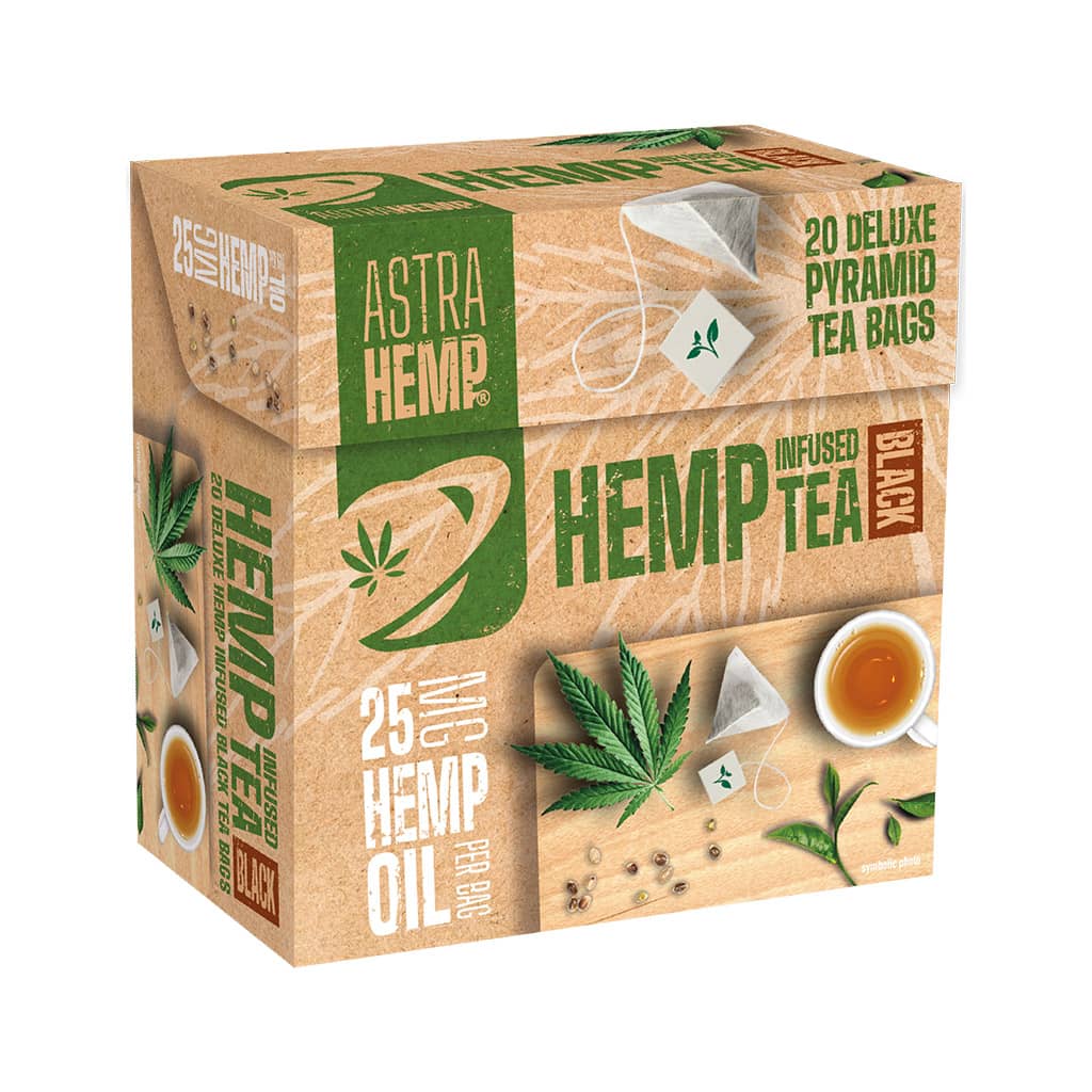 Astra Hemp Black Tea 25mg Hemp Oil (Box of 20 Pyramid Teabags)