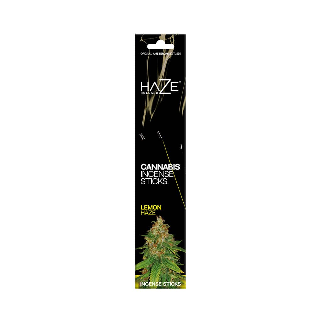a pack of HaZe lemon scented cannabis incense sticks containing 6 incense sticks